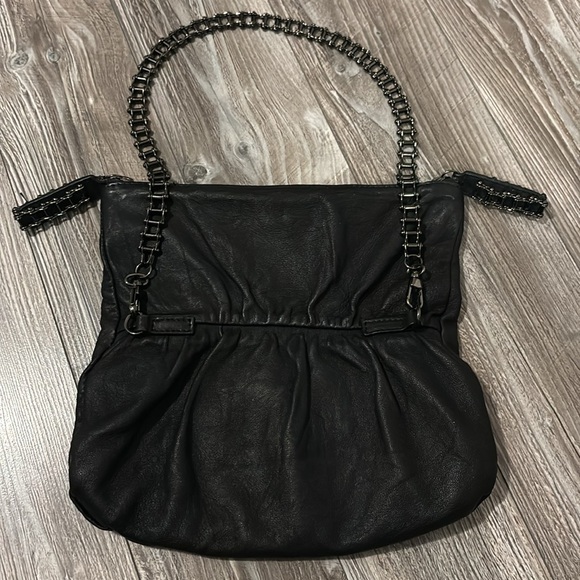 Vintage THOMAS WYLDE Motor Chain SCORPION Black Leather Shoulder Bag Purse - Picture 7 of 13